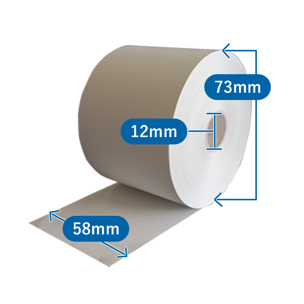 送料無料 感熱レジロール紙 58mm×73mm×12mm (100個入)-