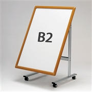 【販売終了】ポスタースタンド 看板 291WD B2 フレーム開閉式 傾斜片面 1m未満対応ロータイプ 木目