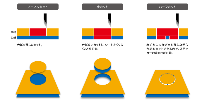 ノーマルカット、全カット、ハーフカット