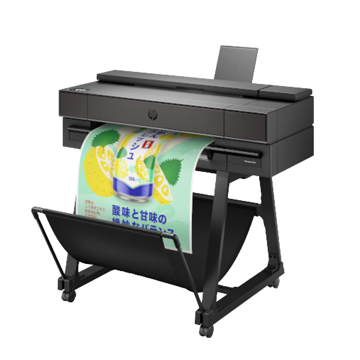 HP DesignJet T870 飲料ポスター印刷中